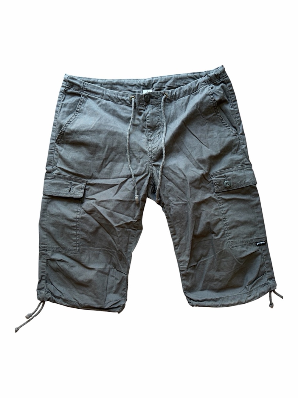 prAna Khaki Gorpcore Cargo Hiking Shorts Size 8 Drawstring Utility Outdoor Y2K